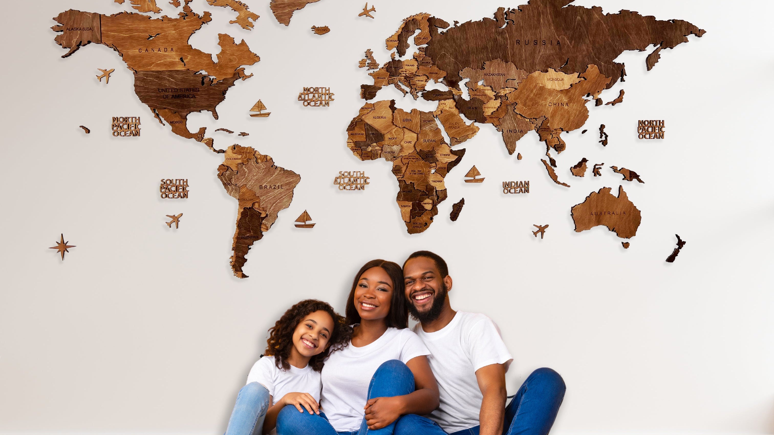 wooden world map gift for traveller