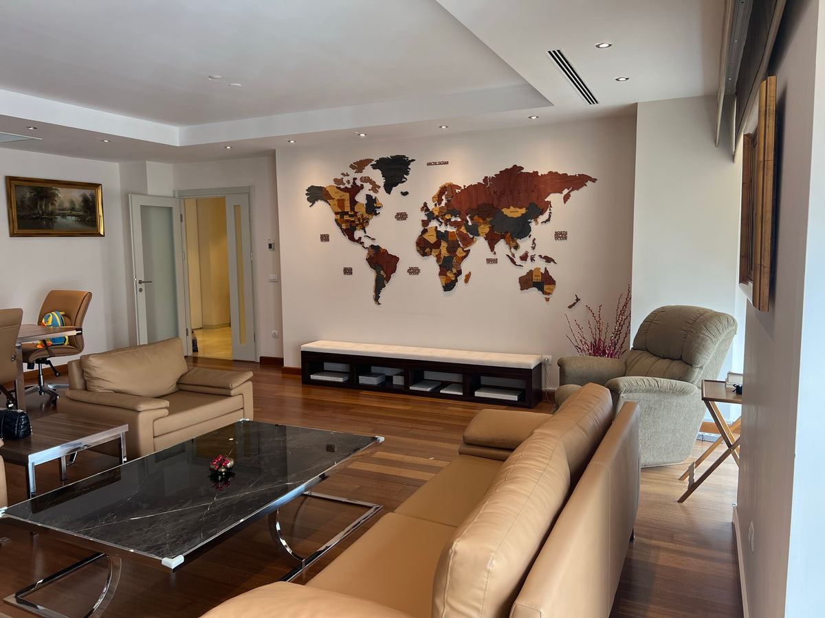 Enhancing Your Interior Design with a 3D Wooden World Map – MapofxGlobal