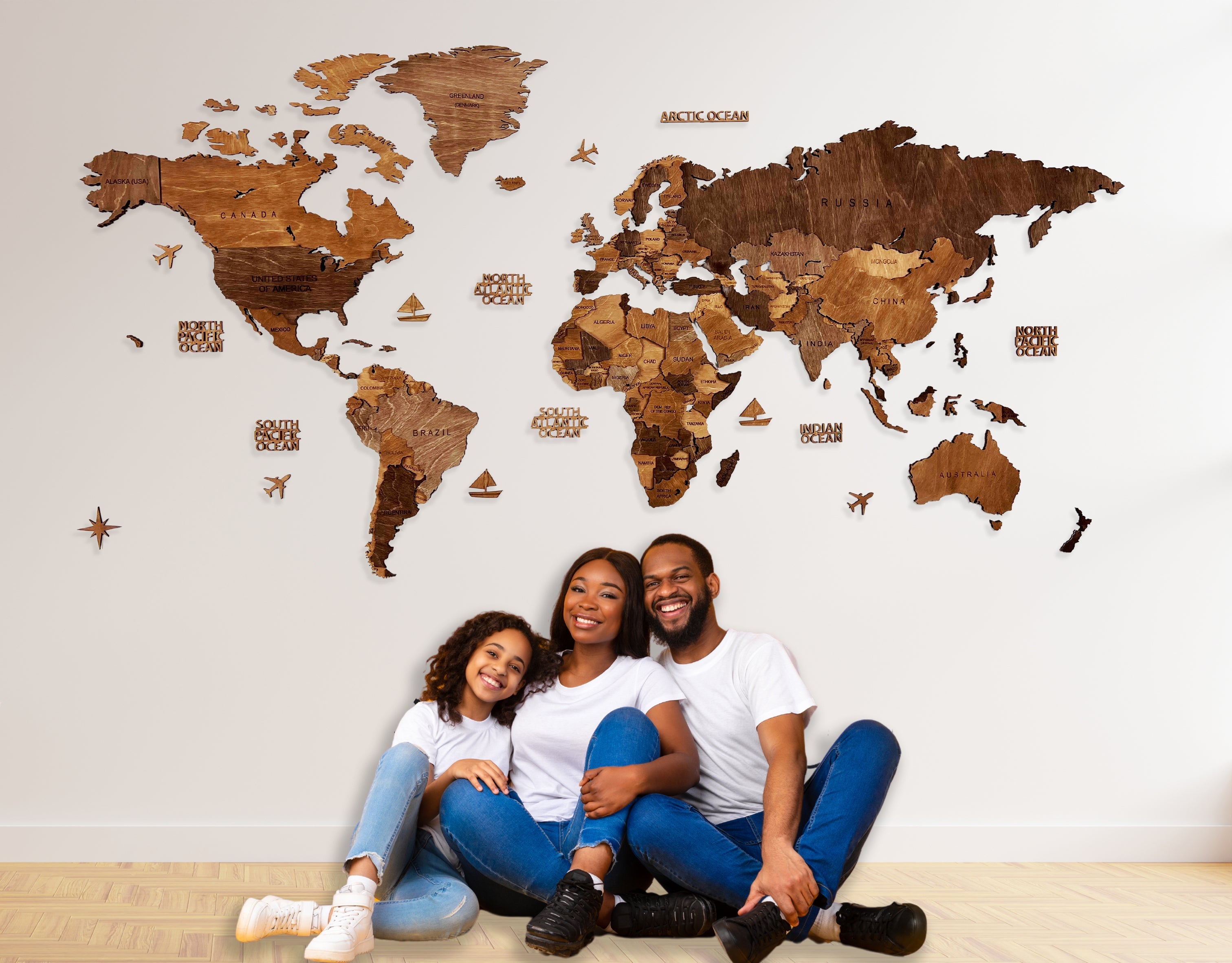 wooden world map gift for traveller