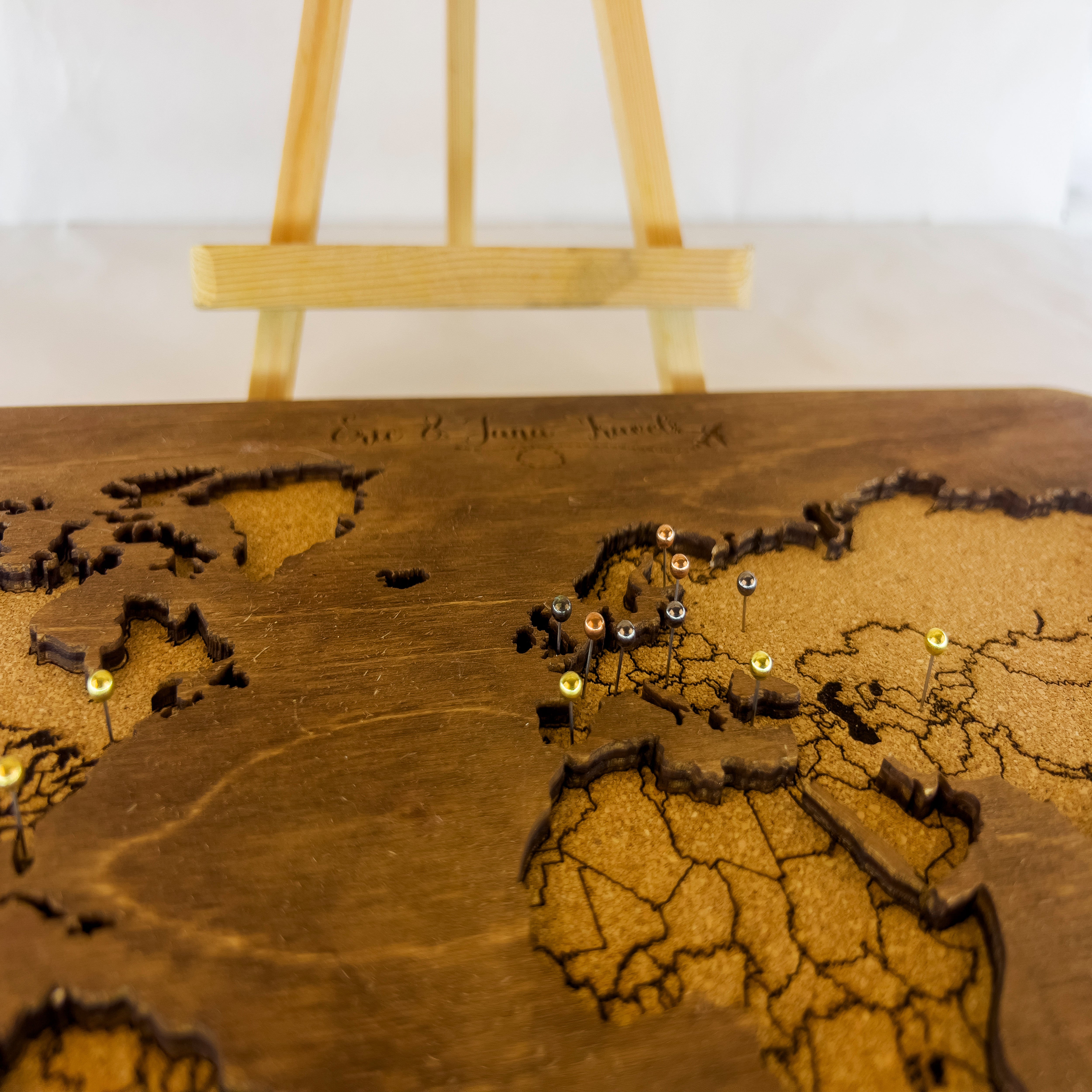 Pin your memories with your stylish wooden world map