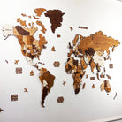 mapofx Brown Wooden world map on a white wall