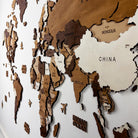 Mapofx Wooden world map on a white wall