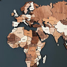 Mapofx Wooden world map on a dark background