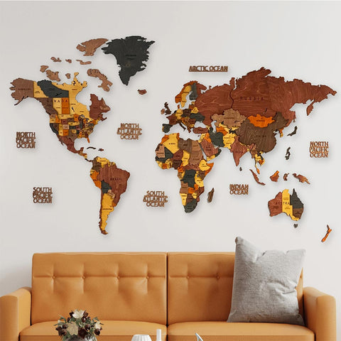 Colorful 3D Wooden World Map – Vibrant Handmade Wall Art – MapofxGlobal