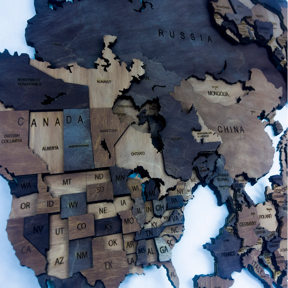 Lifemap Brown 3D Dark Brown Wooden World Map – Elegant Wall Art by MapofX – MapofxGlobal