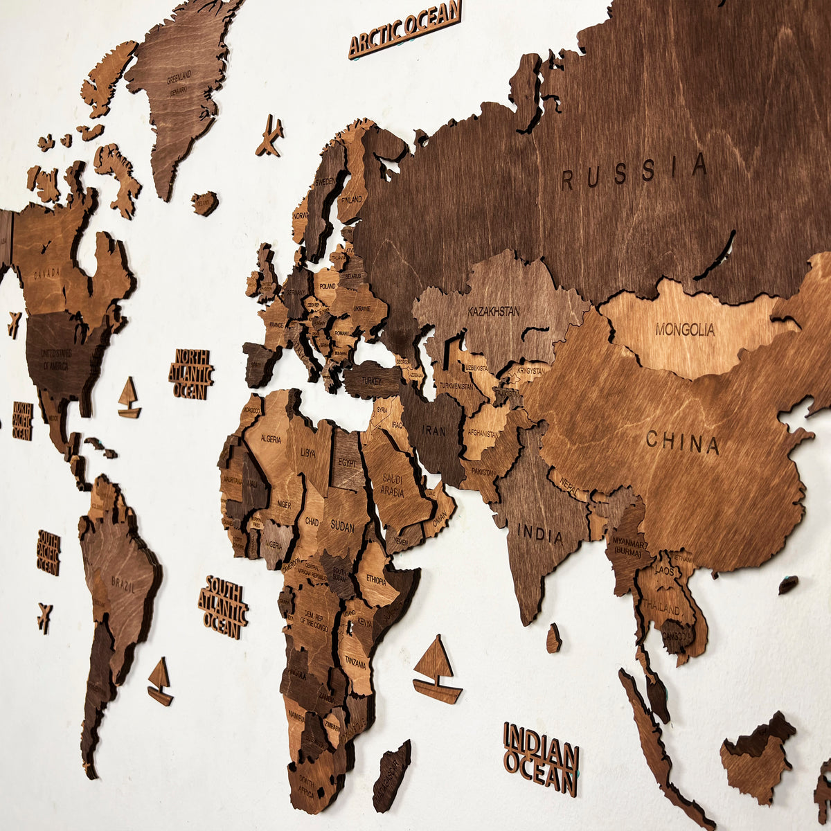 Lifemap Brown 3D Dark Brown Wooden World Map – Elegant Wall Art by MapofX – MapofxGlobal